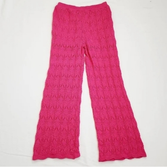 Jessica Simpsons Pink Crochet Wide Leg Pants - Picture 8 of 8